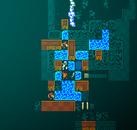 Player Nomad with a Snapjaw Hunter one tile to the north and another Snapjaw Hunter two tiles southwest in Red Rock